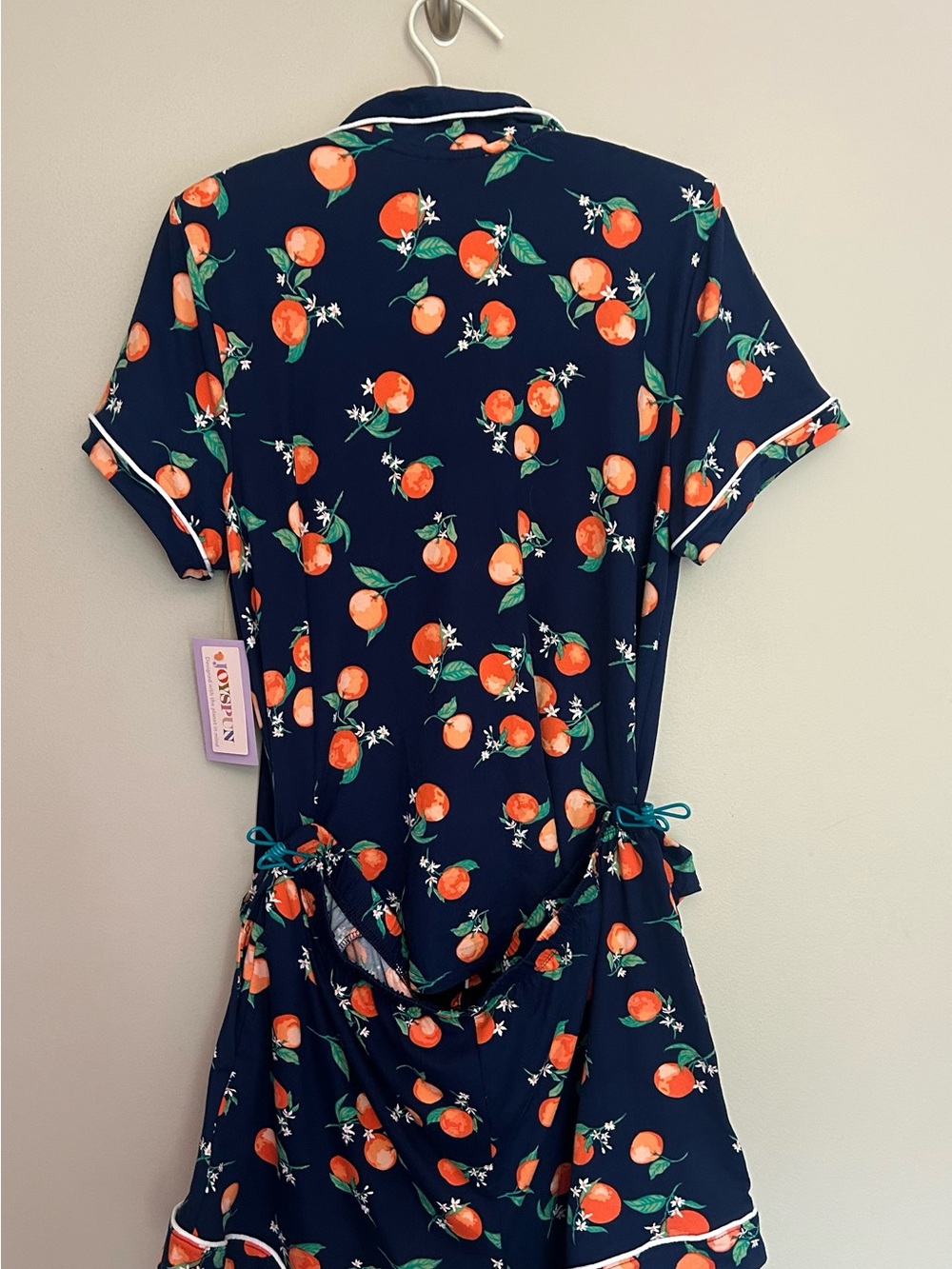 NWT Joyspun Navy Orange Print Short Sleeve Pajama Set , size Med - Picture 2 of 4
